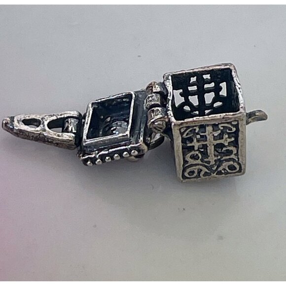 Vintage Sterling Silver Prayer Box Charm Pendant Cross Christian - Picture 6 of 8